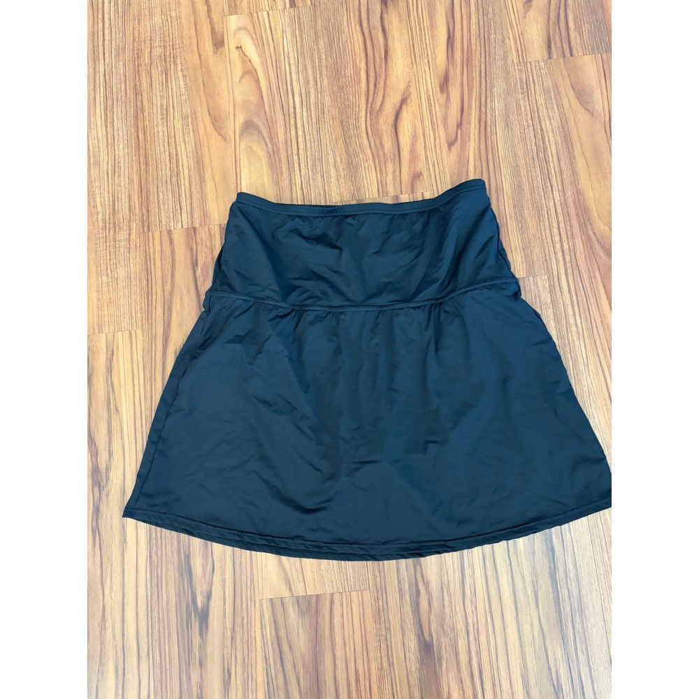 Women's Black Tummy Control Swim Skirt attached panties Land's End Sz 18